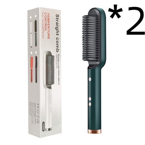New 2 In 1 Hair Straightener Hot Comb Negative Ion Curling Tong Dual-purpose Ele