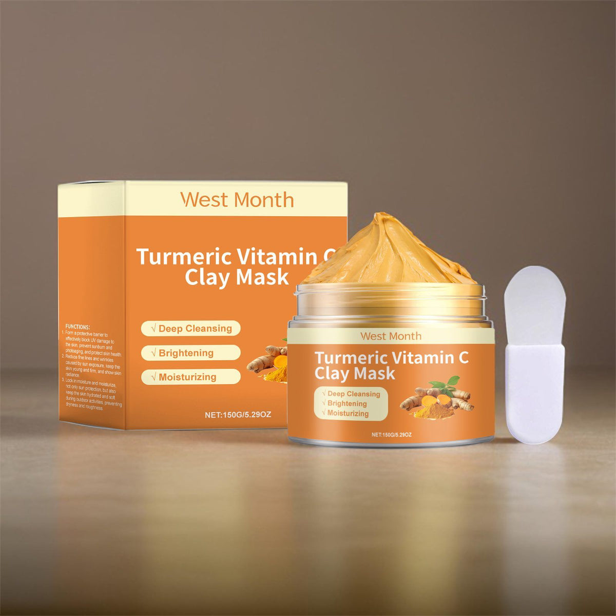 WEST MONTH Máscara Facial Argila Cúrcuma + Vit C 150g