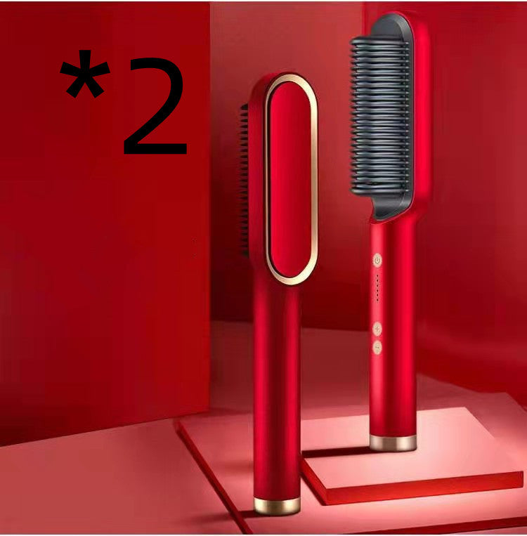 New 2 In 1 Hair Straightener Hot Comb Negative Ion Curling Tong Dual-purpose Ele
