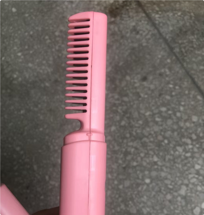 Professional Wireless Hair Straightener Curler Comb Fast Heating Negative Ion St