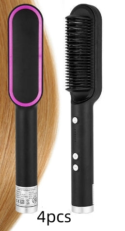 New 2 In 1 Hair Straightener Hot Comb Negative Ion Curling Tong Dual-purpose Ele