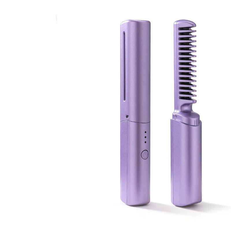 Professional Wireless Hair Straightener Curler Comb Fast Heating Negative Ion St